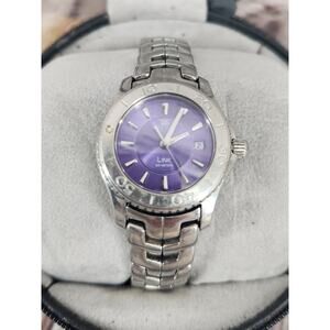 Tag Heuer Ladies watch WJ1311 purple face links watch with case NEEDS BATTERY